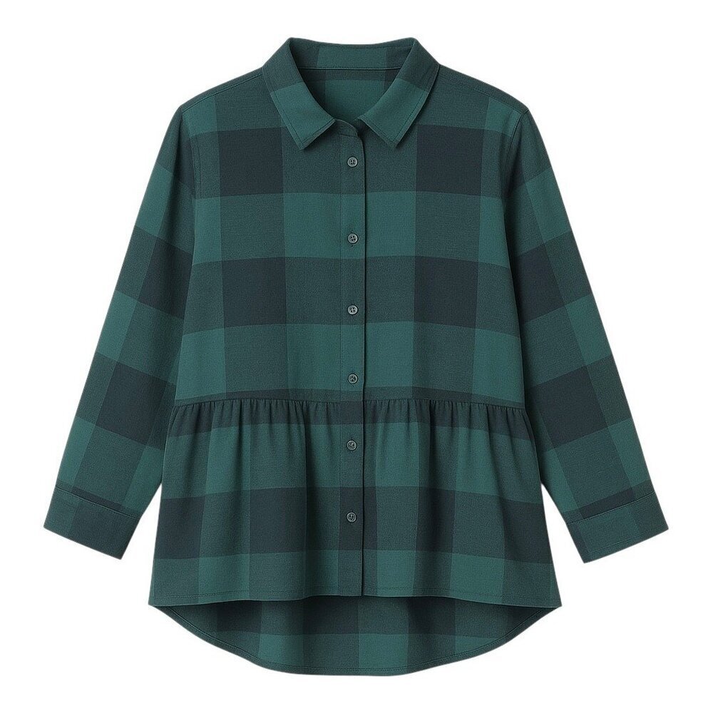 AMERICAN EAGLE Plaid Peplum Button Down Flannel Shirt - Size Medium